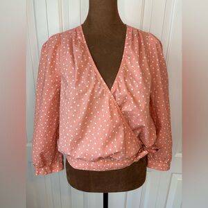 Madewell Pink Star Print Wrap Blouse